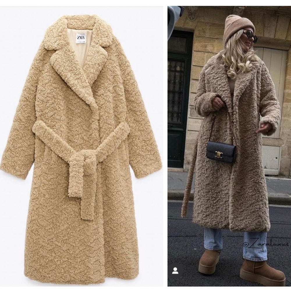 Zara Tan Teddy Coat